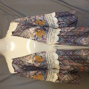 🤑🤑MASON & BELLE Women’s Crochet Lace Tied Kimono Duster Size S